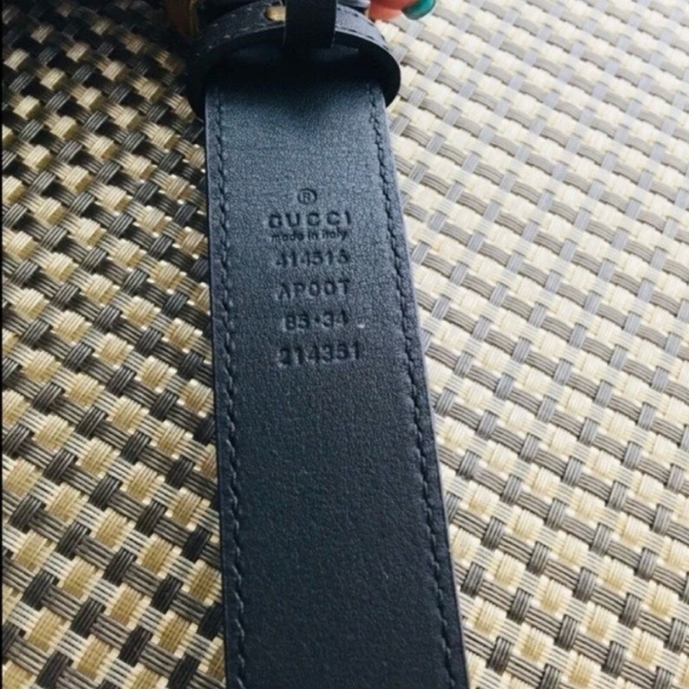 Women’s Gucci Double G Buckle Black Leather Belt size 85 - Picture 2 of 2